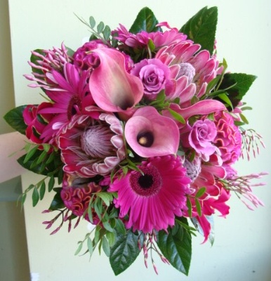 Cerise exotic mix hand tied